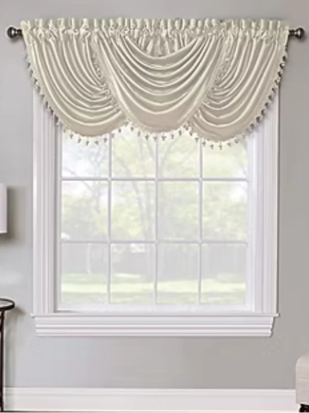 Regal Home Regency Valance Rod Pocket Waterfall Valance in cream set of 3